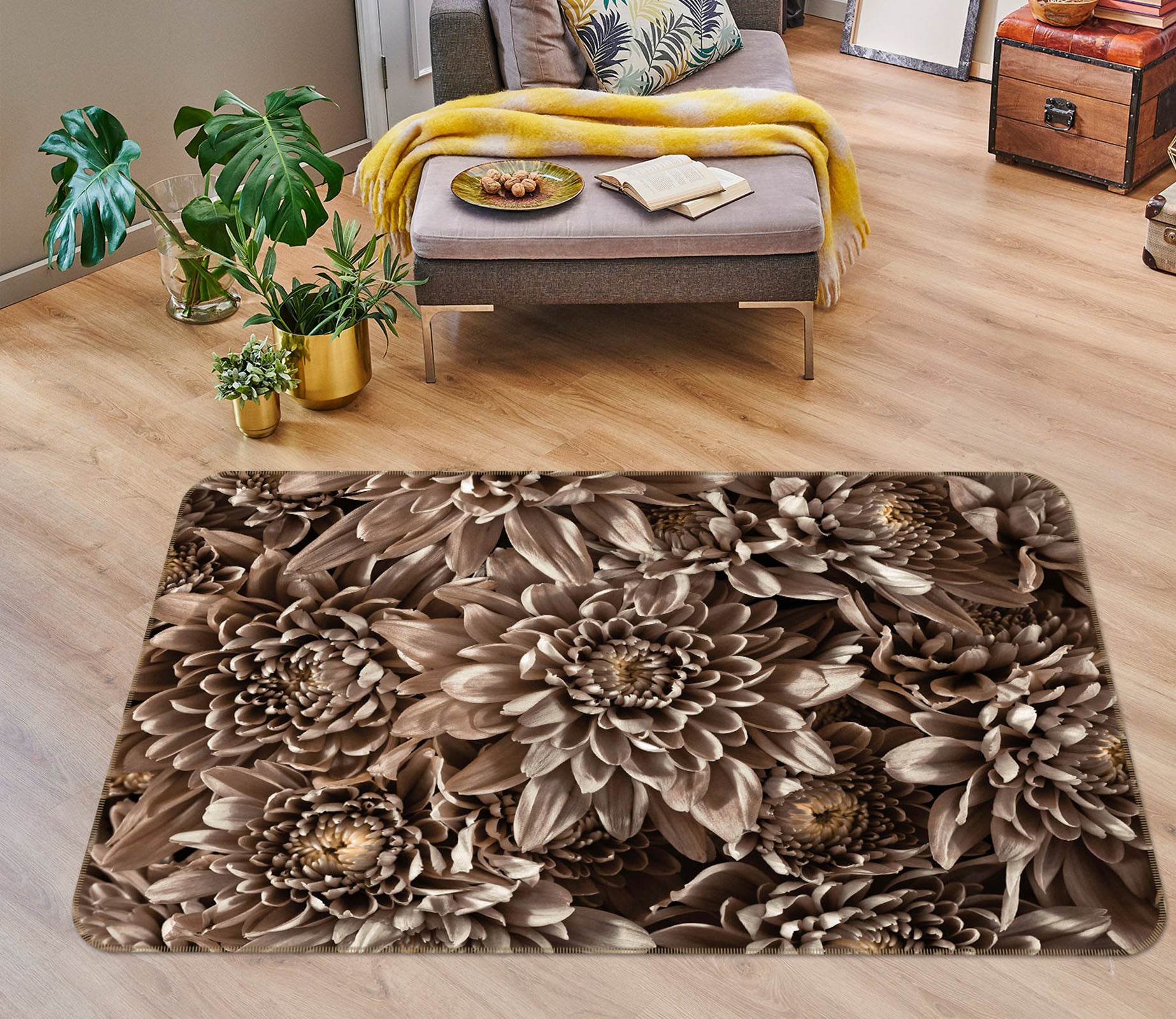 3D Withered Chrysanthemum 3009 Assaf Frank Rug Non Slip Rug Mat