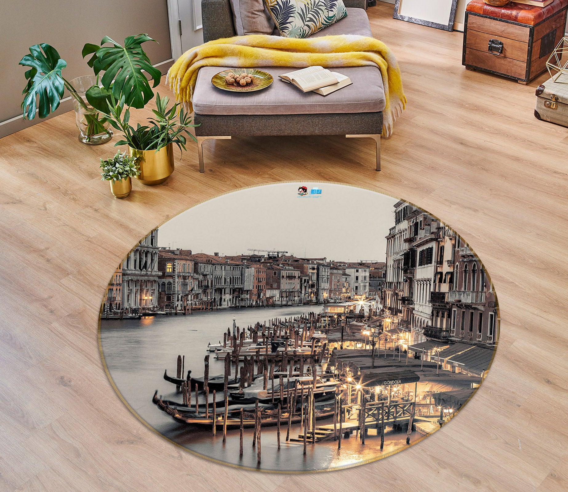 3D Venice City 7314 Assaf Frank Rug Round Non Slip Rug Mat