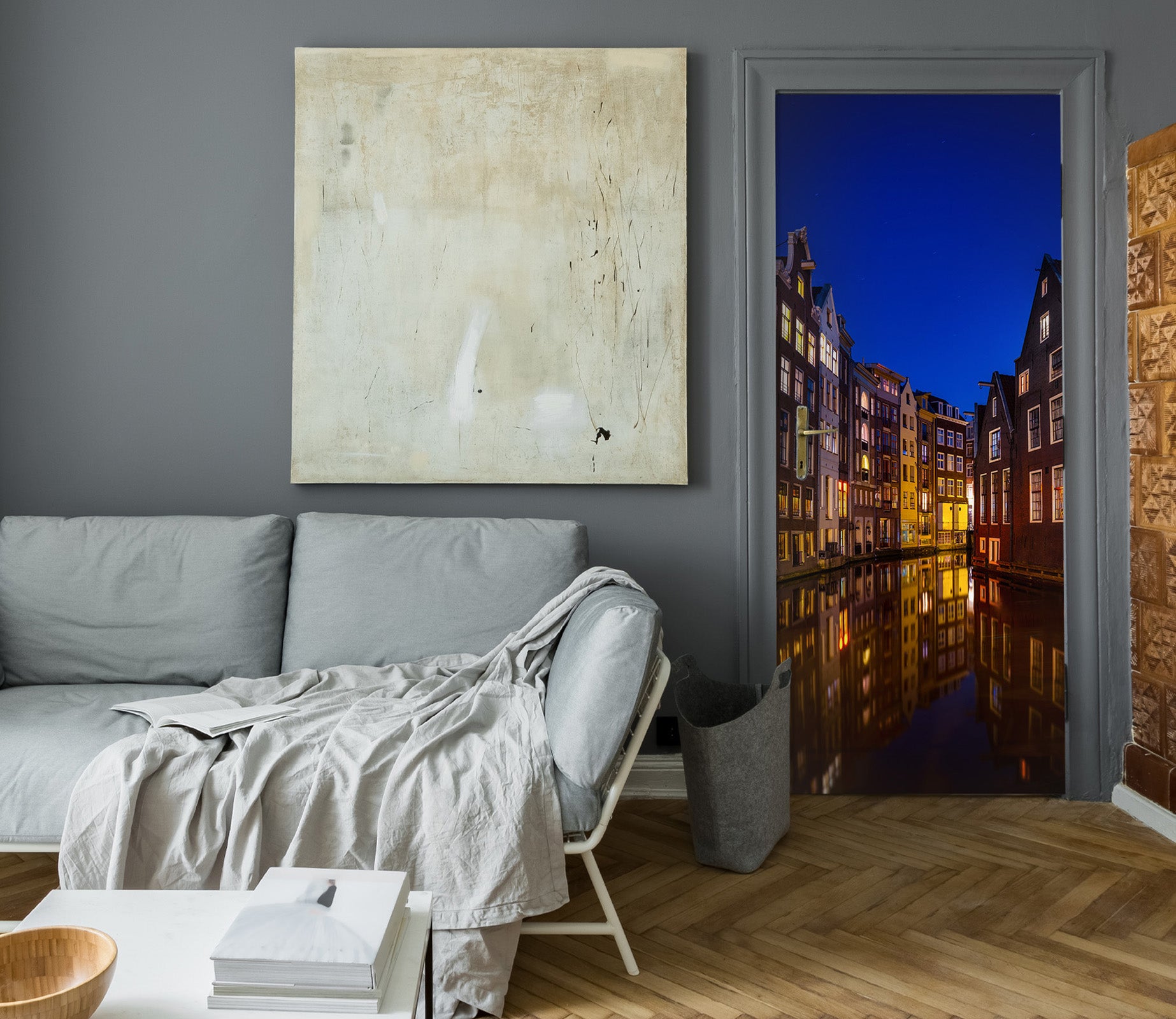 3D Night River Building 11404 Marco Carmassi Door Mural