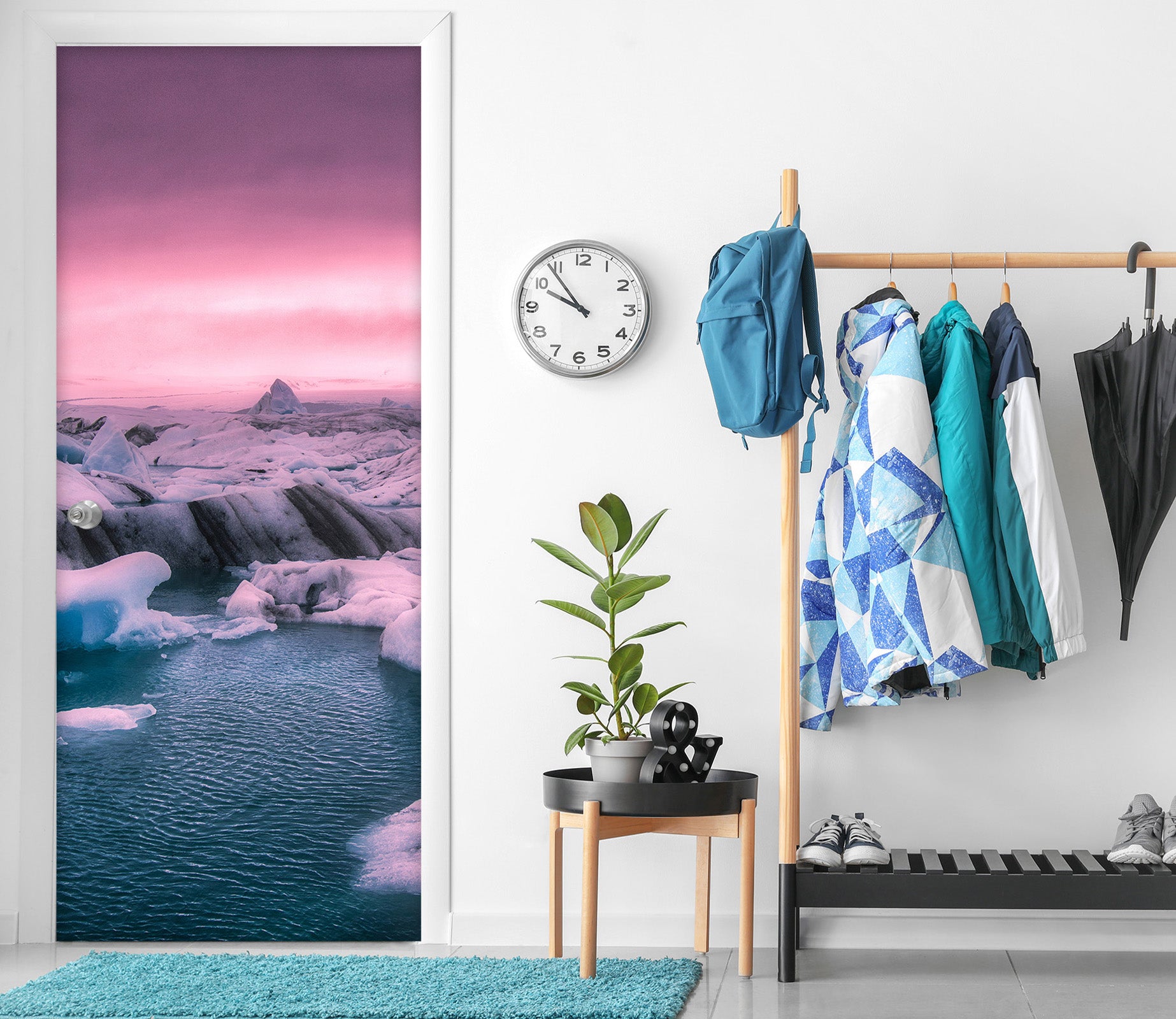 3D Sunset Iceberg 119206 Marco Carmassi Door Mural