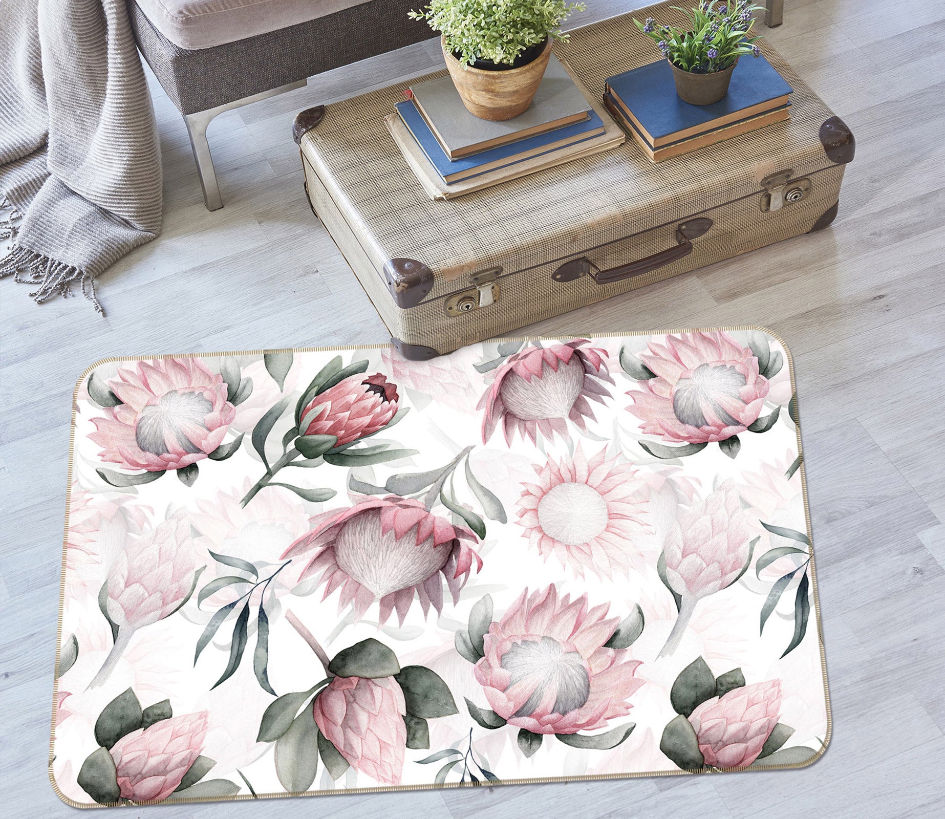 3D Pink Chrysanthemum 104 Uta Naumann Rug Non Slip Rug Mat