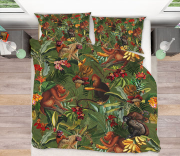 3D Apes Flower 128 Uta Naumann Bedding Bed Pillowcases Quilt