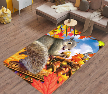 3D Squirrel Pine Cone 83105 Jerry LoFaro Rug Non Slip Rug Mat