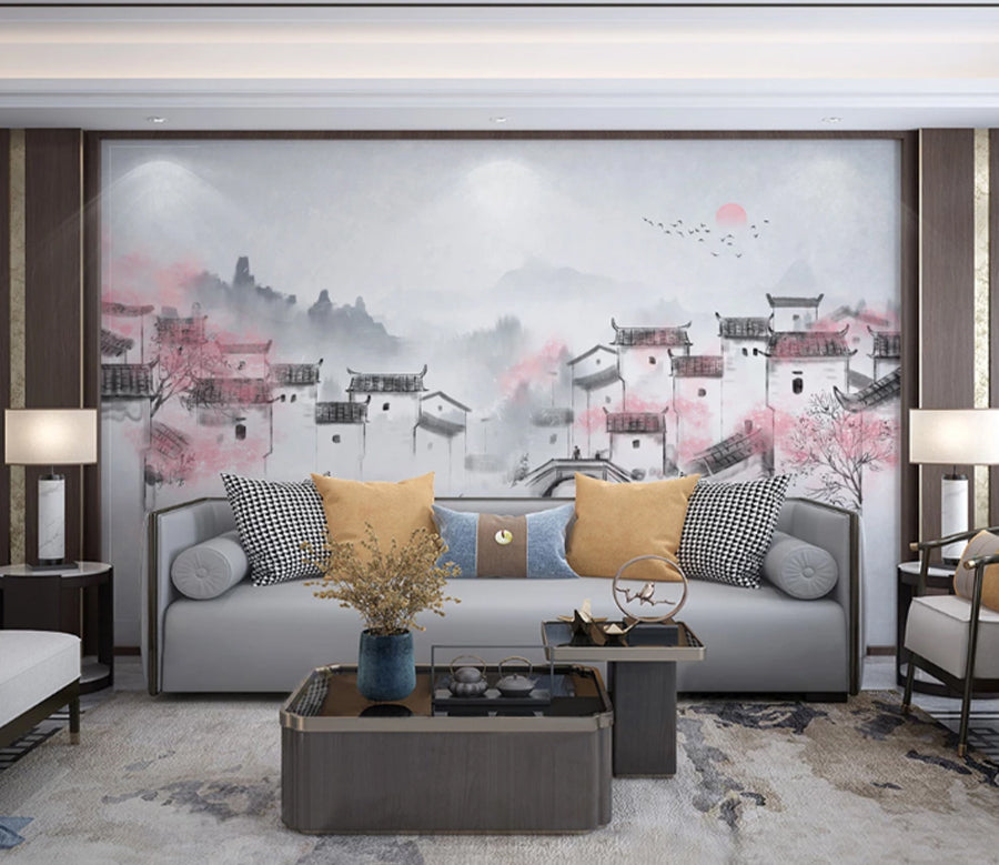 3D House Peach Blossom WC2564 Wall Murals