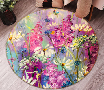 3D Flower Species 862 Skromova Marina Rug Round Non Slip Rug Mat