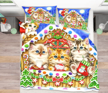 3D Christmas Cat House 5823 Kayomi Harai Bedding Bed Pillowcases Quilt Cover Duvet Cover