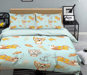 3D Corgi Jellyfish 208 Uta Naumann Bedding Bed Pillowcases Quilt