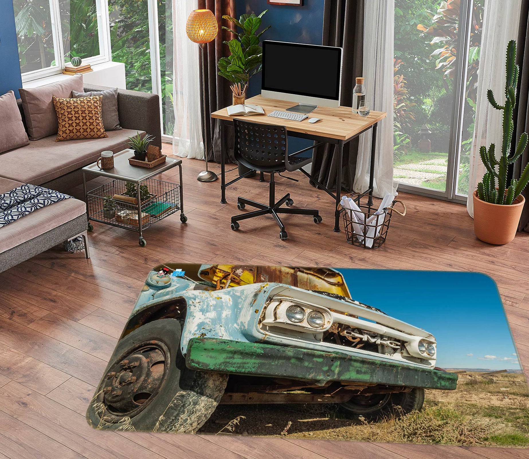 3D Off-road Truck 753 Beth Sheridan Rug Non Slip Rug Mat