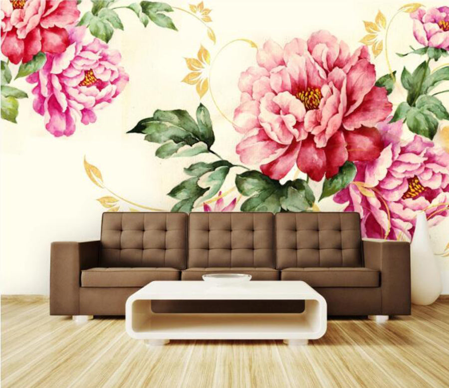 3D Red Peony WC872 Wall Murals