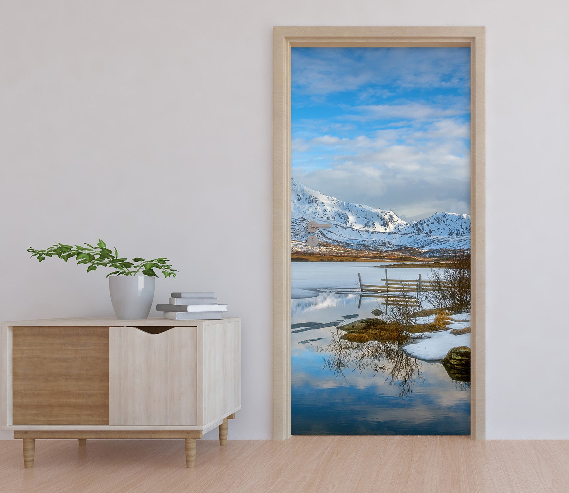 3D Lake Snow Mountain 11598 Marco Carmassi Door Mural