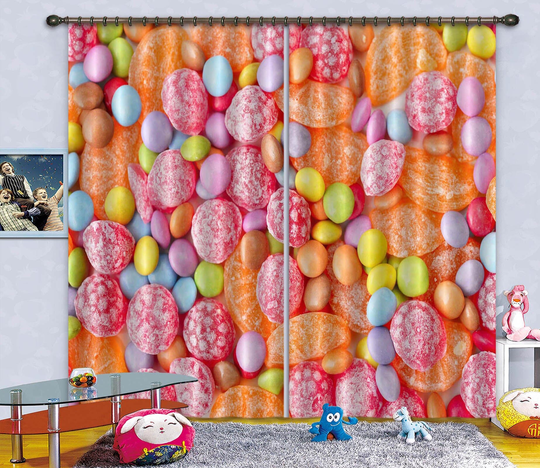 3D Colored Candy 702 Curtains Drapes Wallpaper AJ Wallpaper 