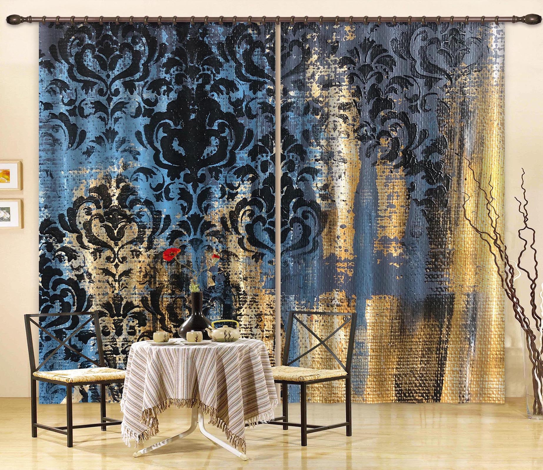 3D Blue Pattern Paint 2328 Skromova Marina Curtain Curtains Drapes