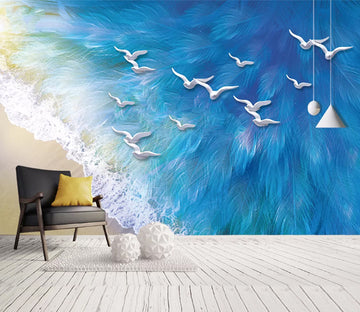 3D Feather Sea WC1922 Wall Murals