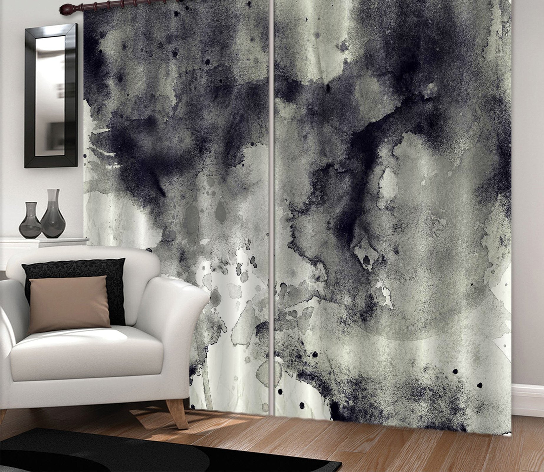 3D Ink Drawing Abstract 2 Curtains Drapes Curtains AJ Creativity Home 