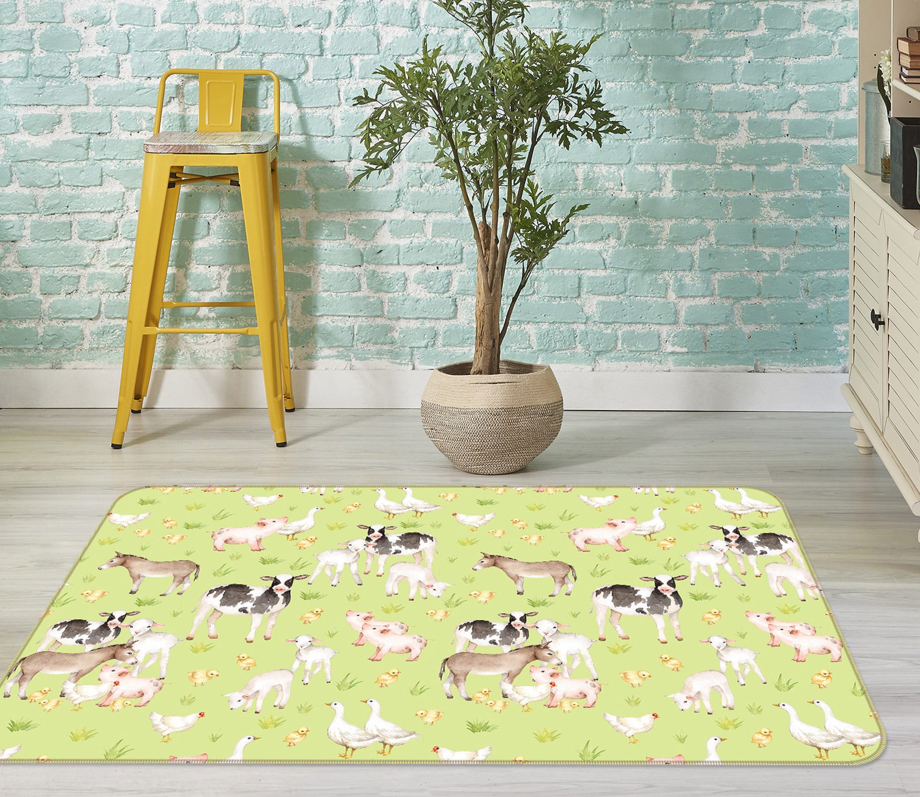 3D Cow Sheep 033 Uta Naumann Rug Non Slip Rug Mat