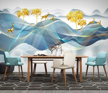 3D Golden Tree WC2245 Wall Murals