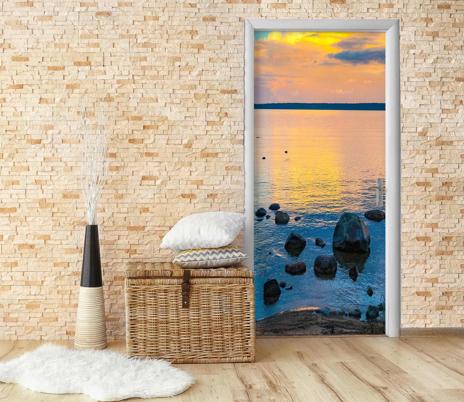 3D Sea Stone 23086 Door Mural