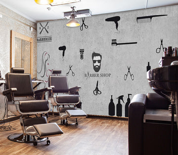 3D Short Hair 1404 Barber Shop Wall Murals