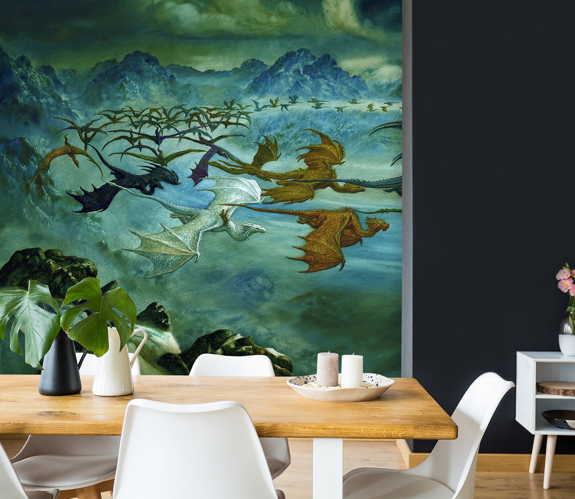 3D Mountains Group Dragon 7067 Ciruelo Wall Mural Wall Murals