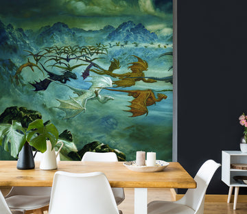 3D Mountains Group Dragon 7067 Ciruelo Wall Mural Wall Murals