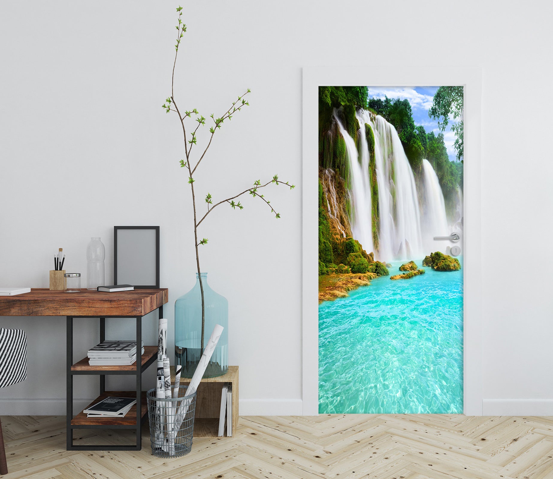 3D Lake Waterfall 059 Door Mural