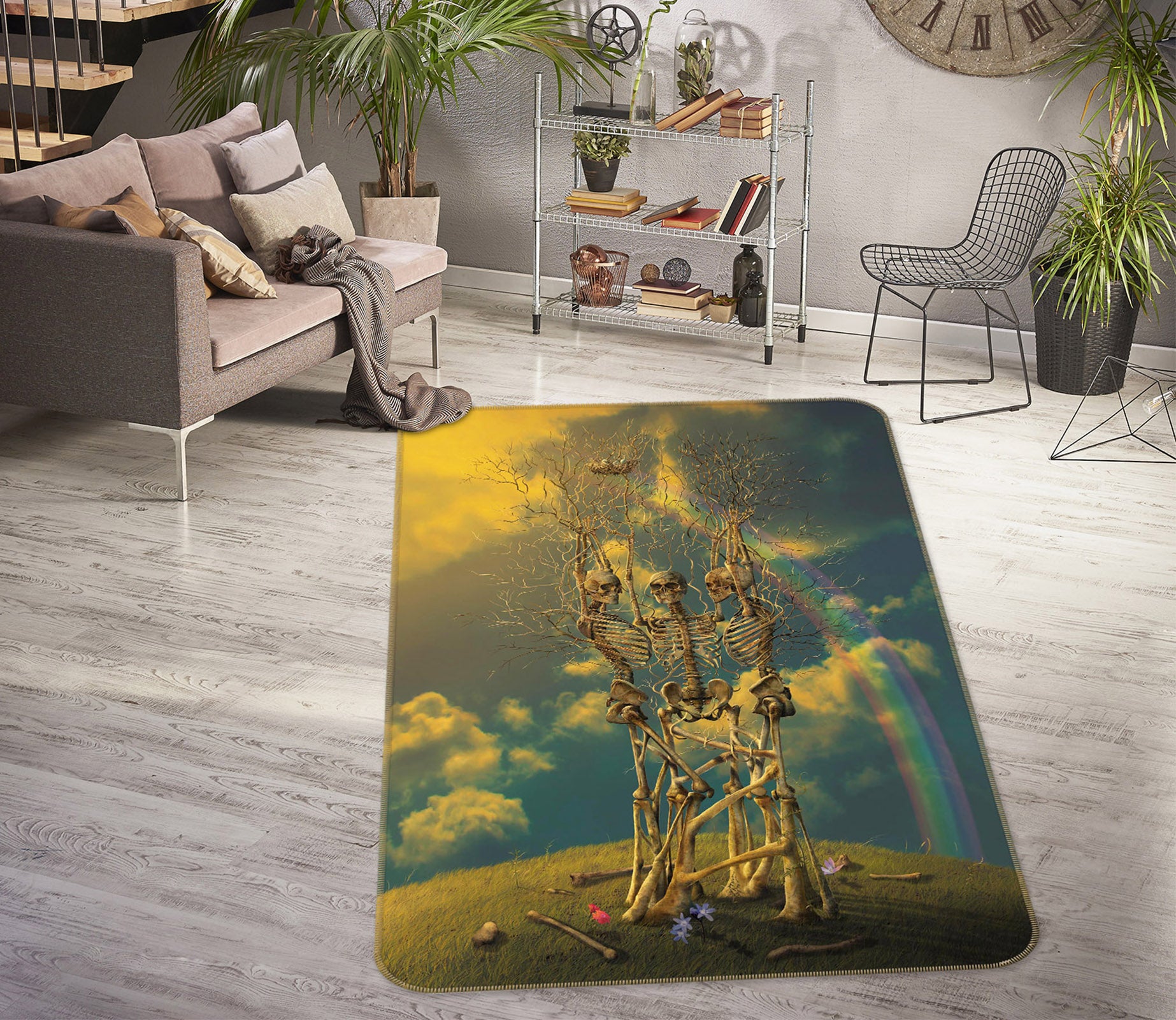 3D Skeleton Rainbow 84235 Vincent Hie Rug Non Slip Rug Mat