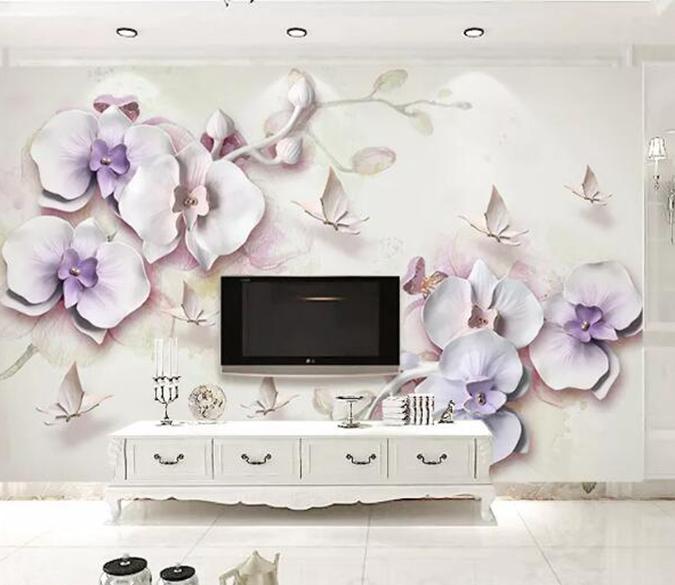 3D Purple Flowers 1285 Wall Murals Wallpaper AJ Wallpaper 2 