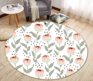 3D Red Flowers 10583 Kashmira Jayaprakash Rug Round Non Slip Rug Mat