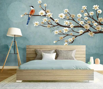 3D Plum Swallow WC2611 Wall Murals