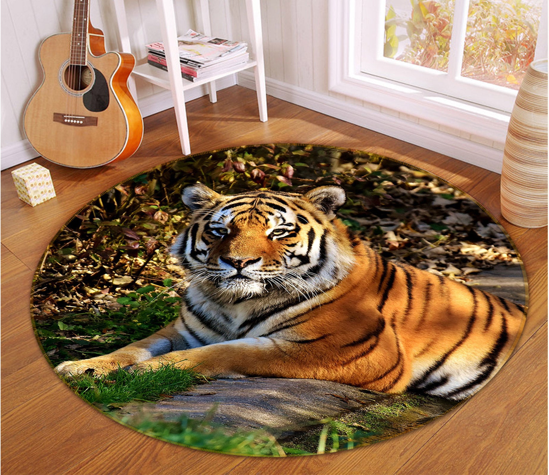 3D Tiger 82284 Animal Round Non Slip Rug Mat