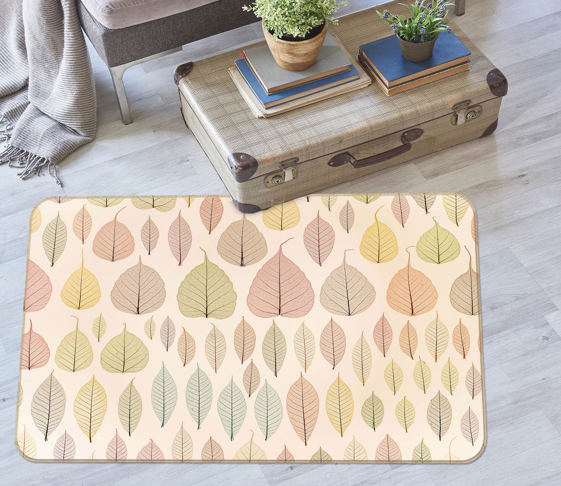 3D Colored Leaves 3038 Assaf Frank Rug Non Slip Rug Mat