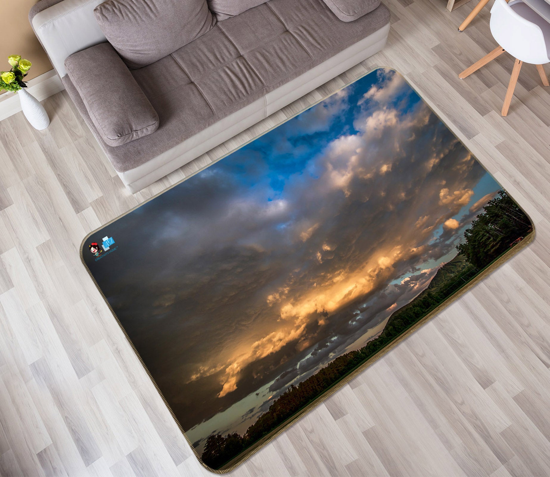 3D Sky White Clouds 85055 Jerry LoFaro Rug Non Slip Rug Mat