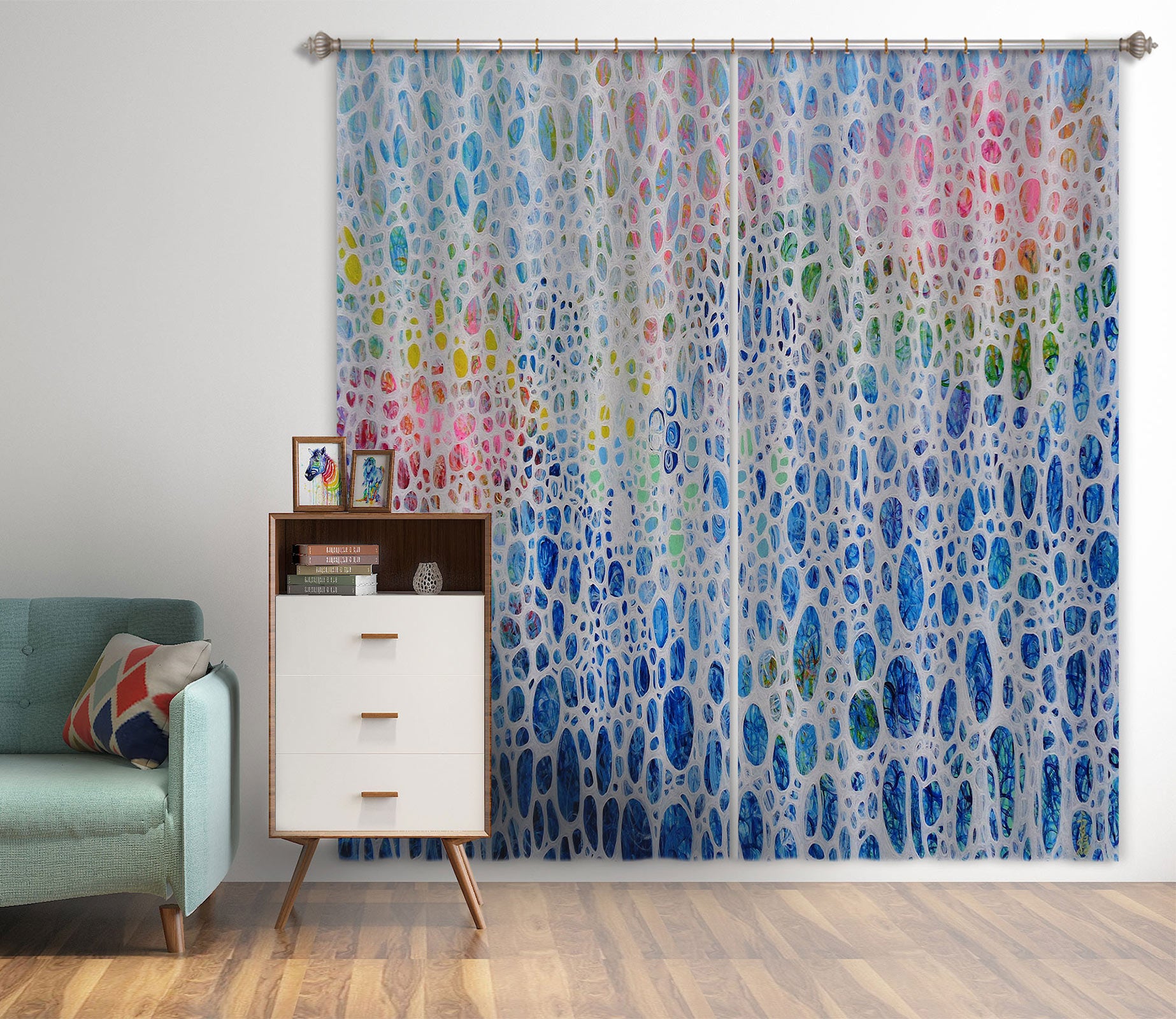 3D Blue Texture 2407 Misako Chida Curtain Curtains Drapes