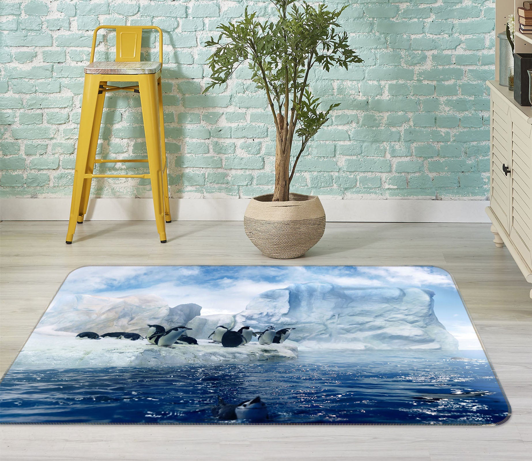 3D Glacier Penguin 68189 Animal Non Slip Rug Mat