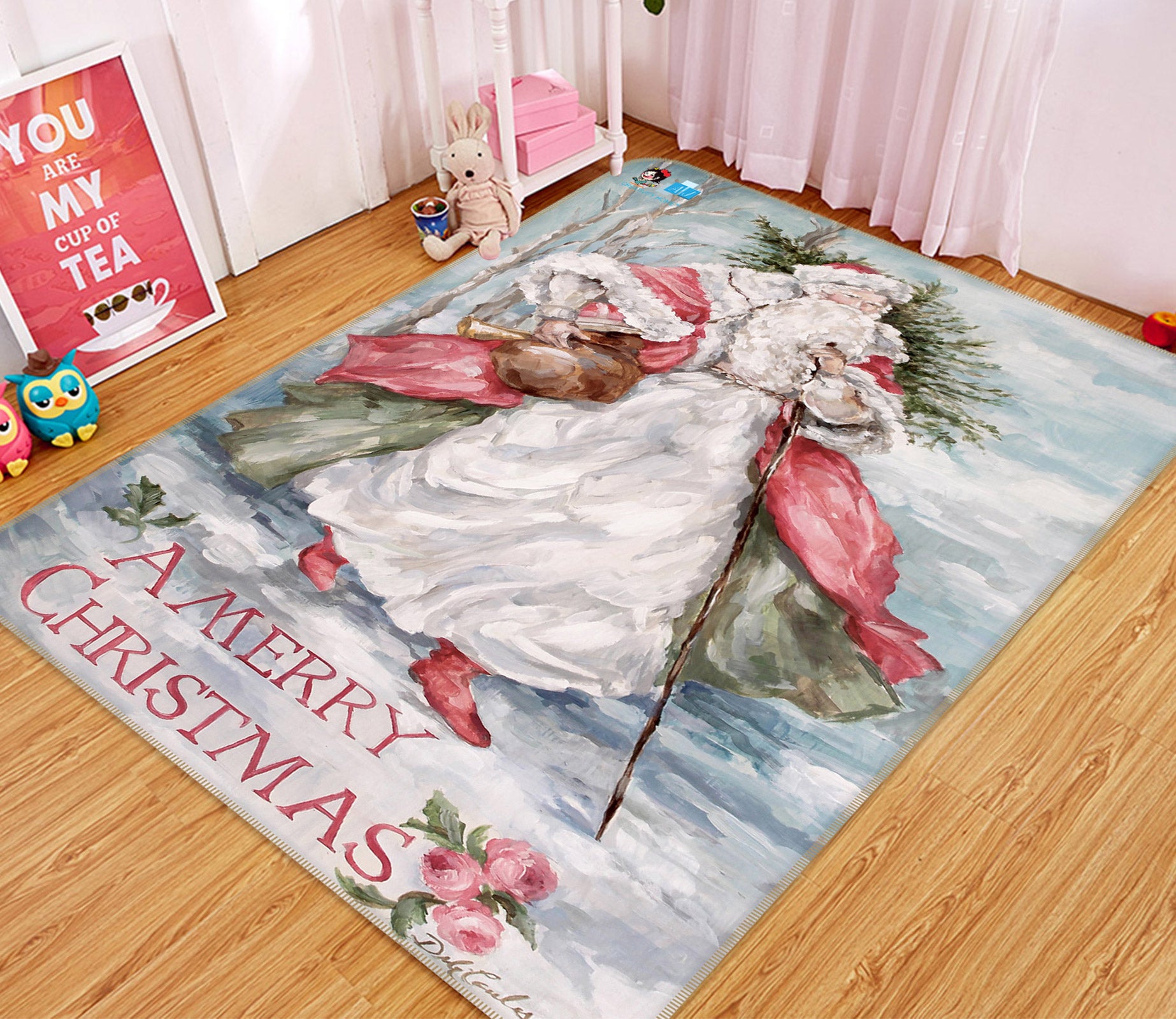 3D Santa Claus 1035 Debi Coules Rug Non Slip Rug Mat