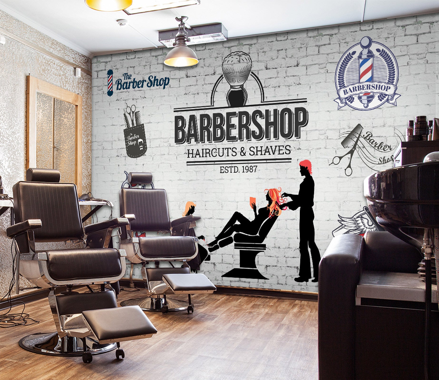 3D Haircut 115200 Barber Shop Wall Murals