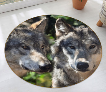 3D Wolfs 82061 Animal Round Non Slip Rug Mat