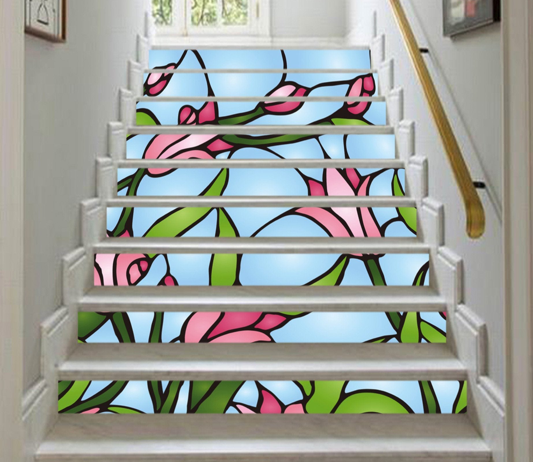 3D Flowers 961 Stair Risers Wallpaper AJ Wallpaper 