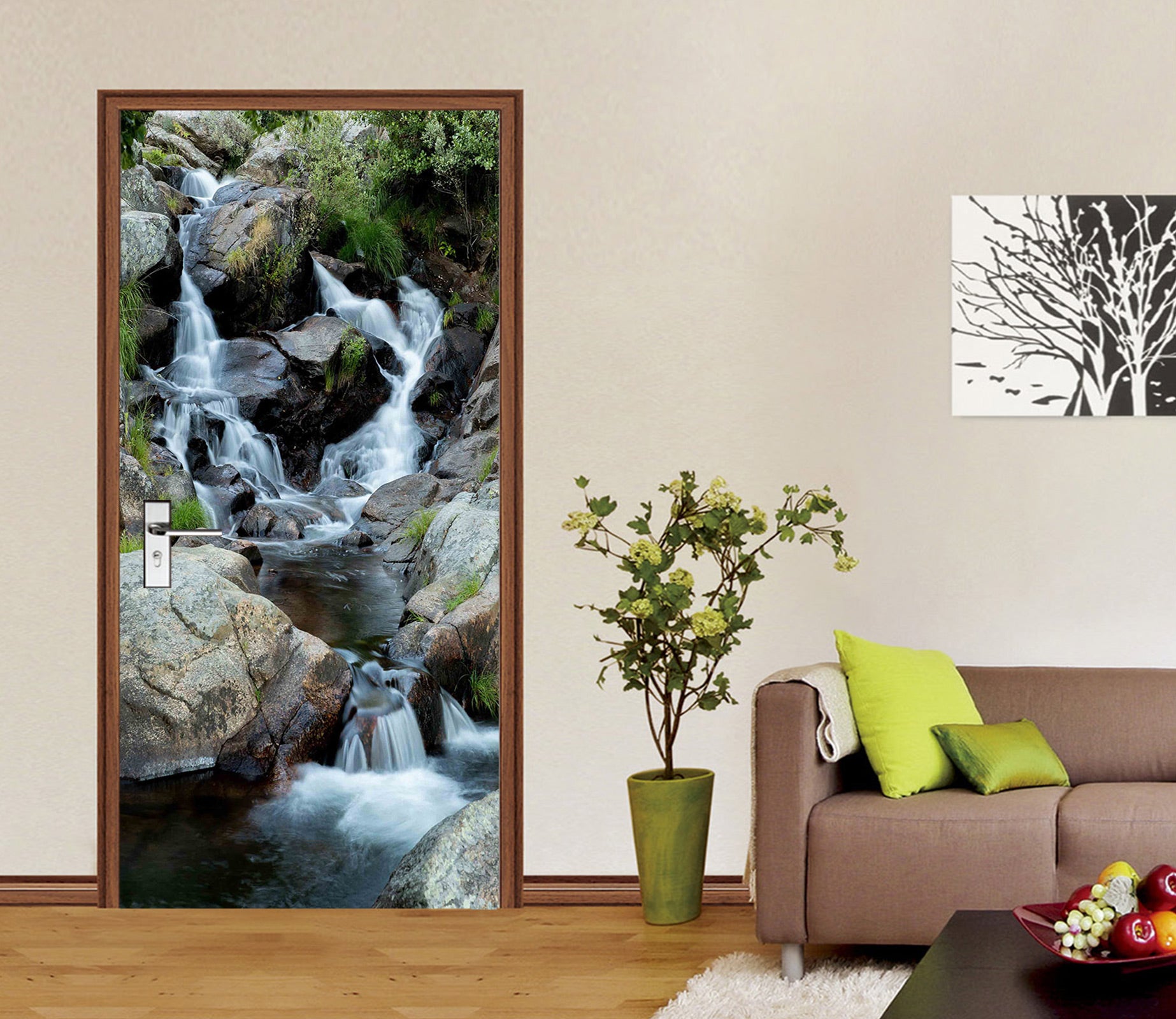 3D Stone Running Water 24160 Door Mural