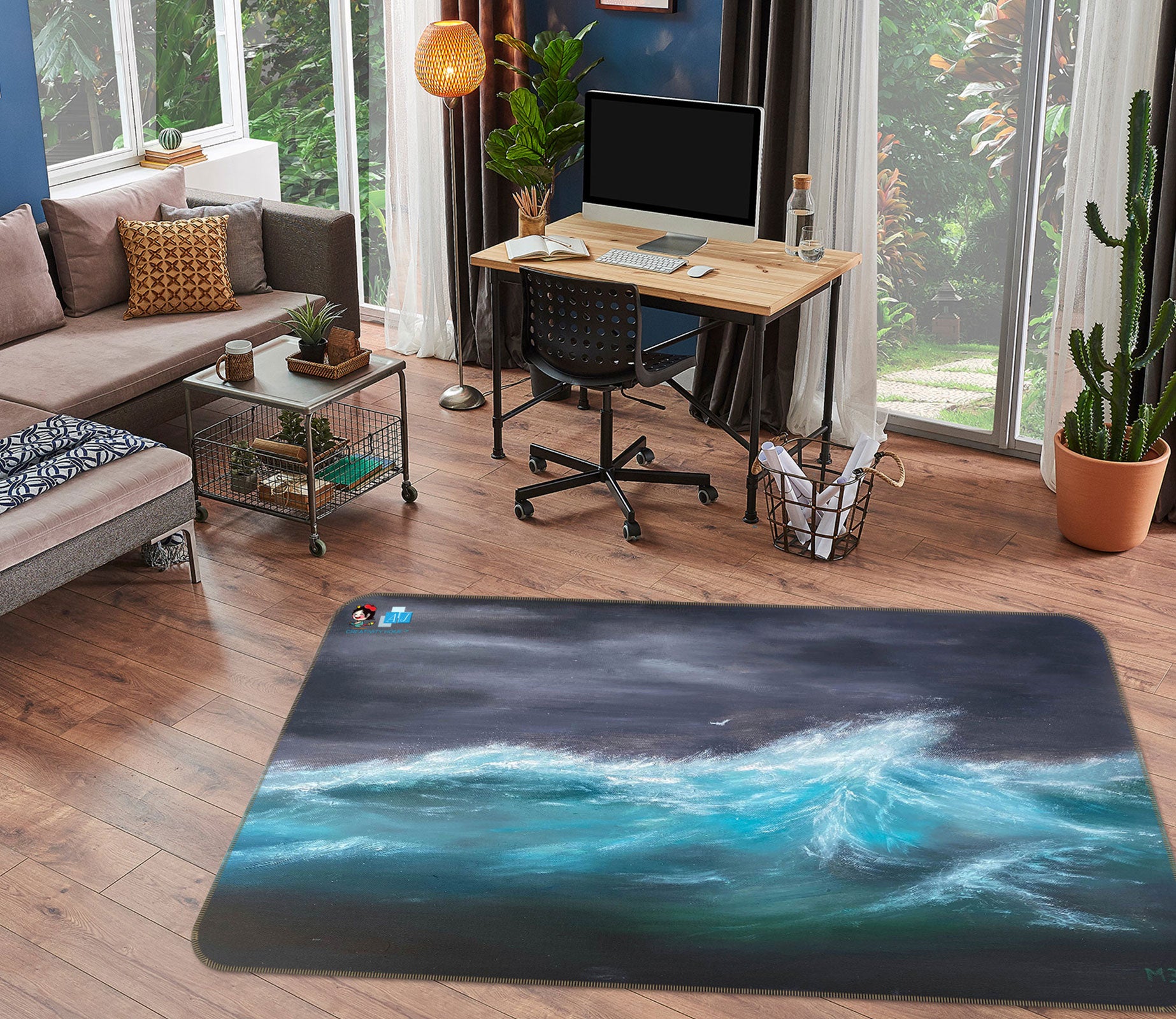 3D Waves 96227 Marina Zotova Rug Non Slip Rug Mat