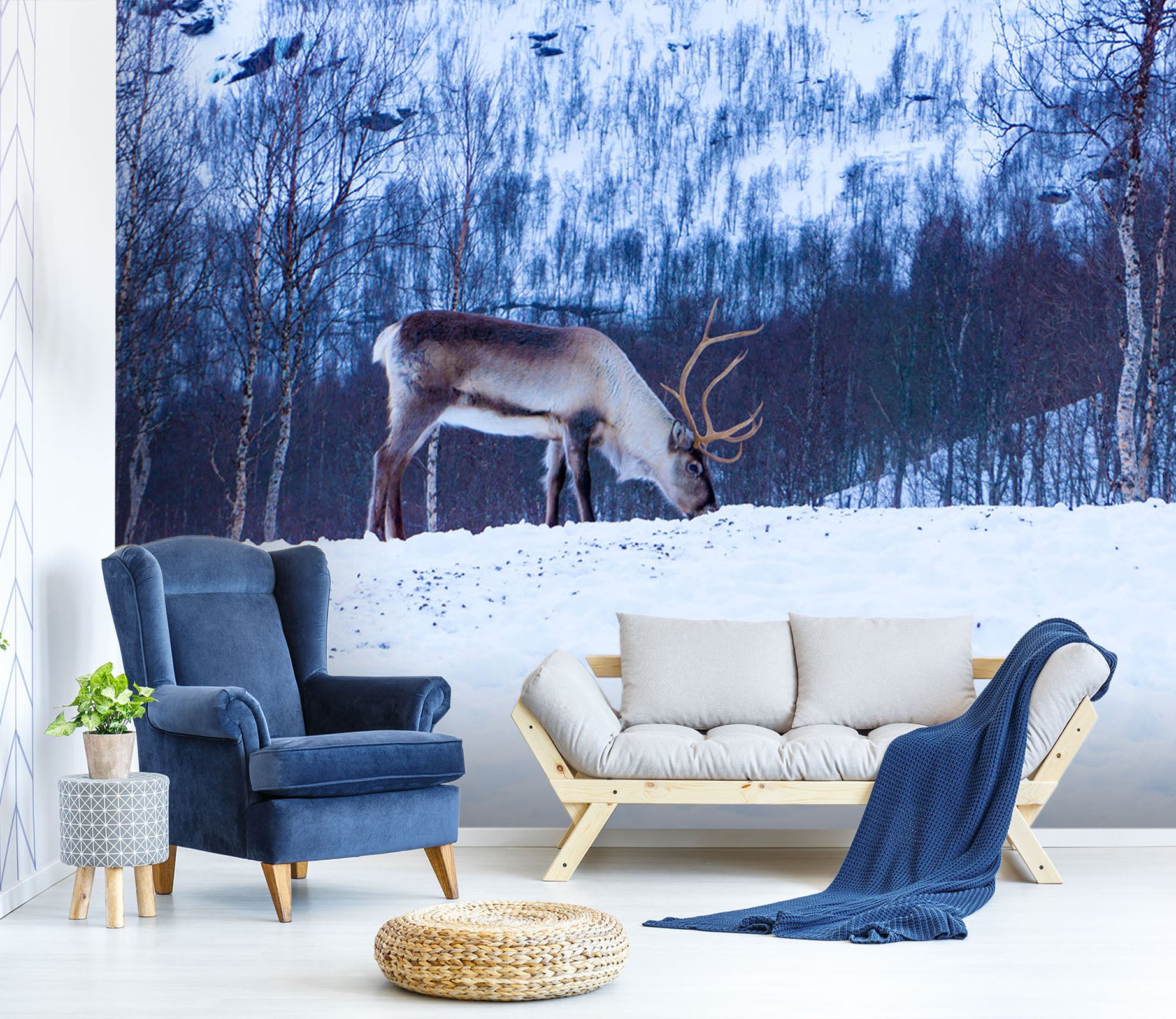 3D Snow Deer 221 Wall Murals