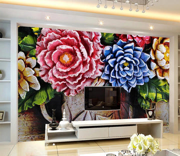 3D Blue Peony WC645 Wall Murals