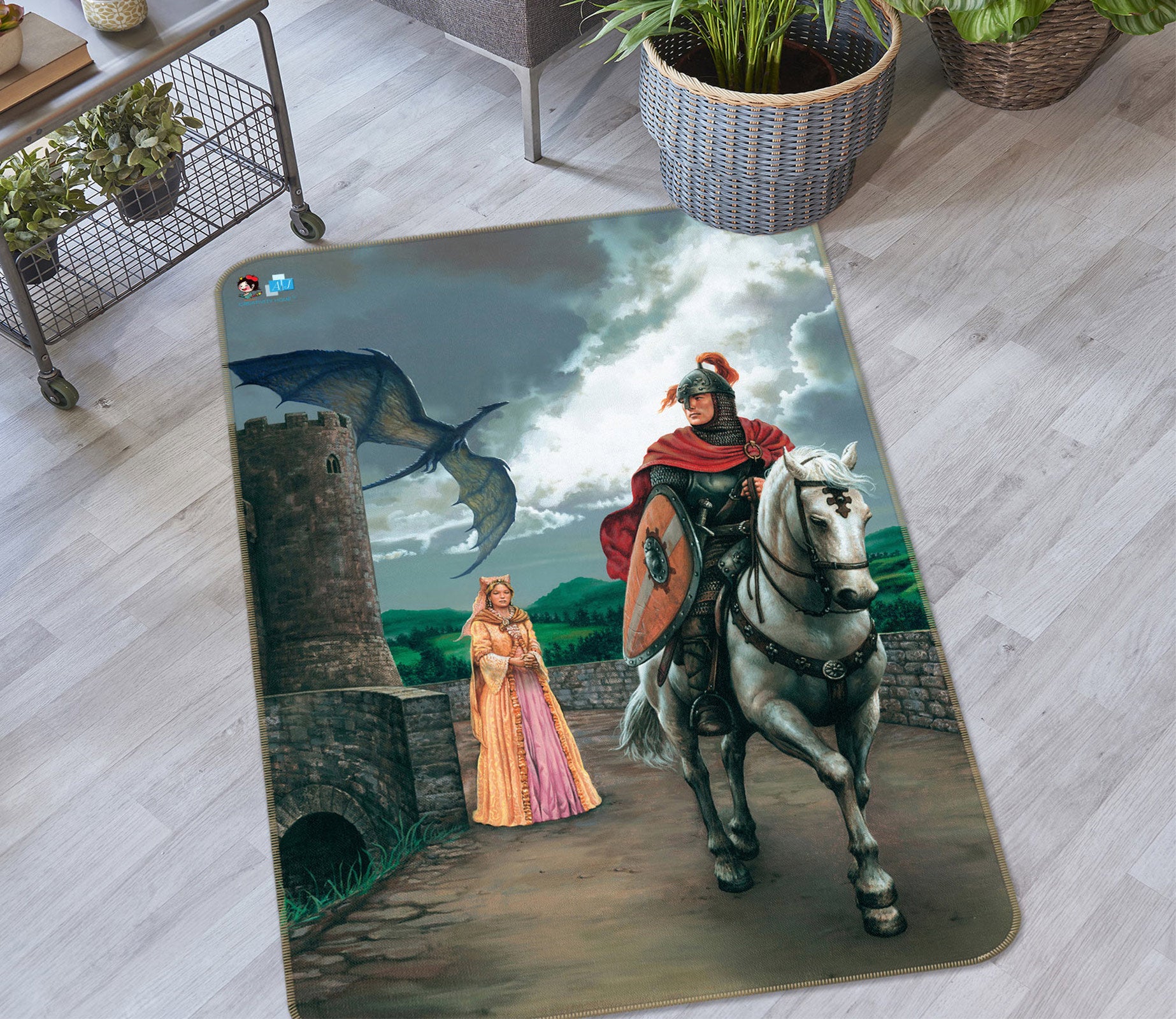 3D Princess Knight 6002 Ciruelo Rug Non Slip Rug Mat