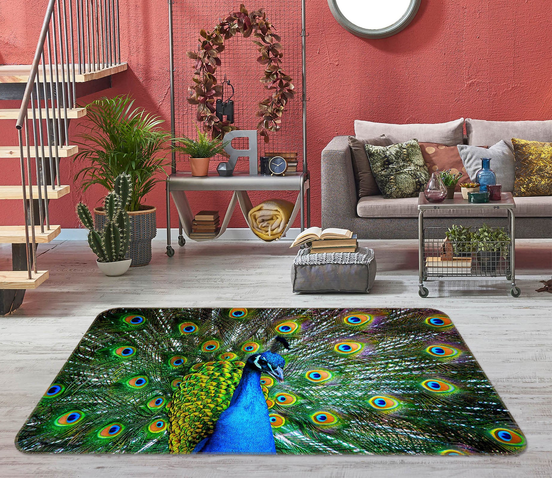 3D Peacock 38109 Animal Non Slip Rug Mat