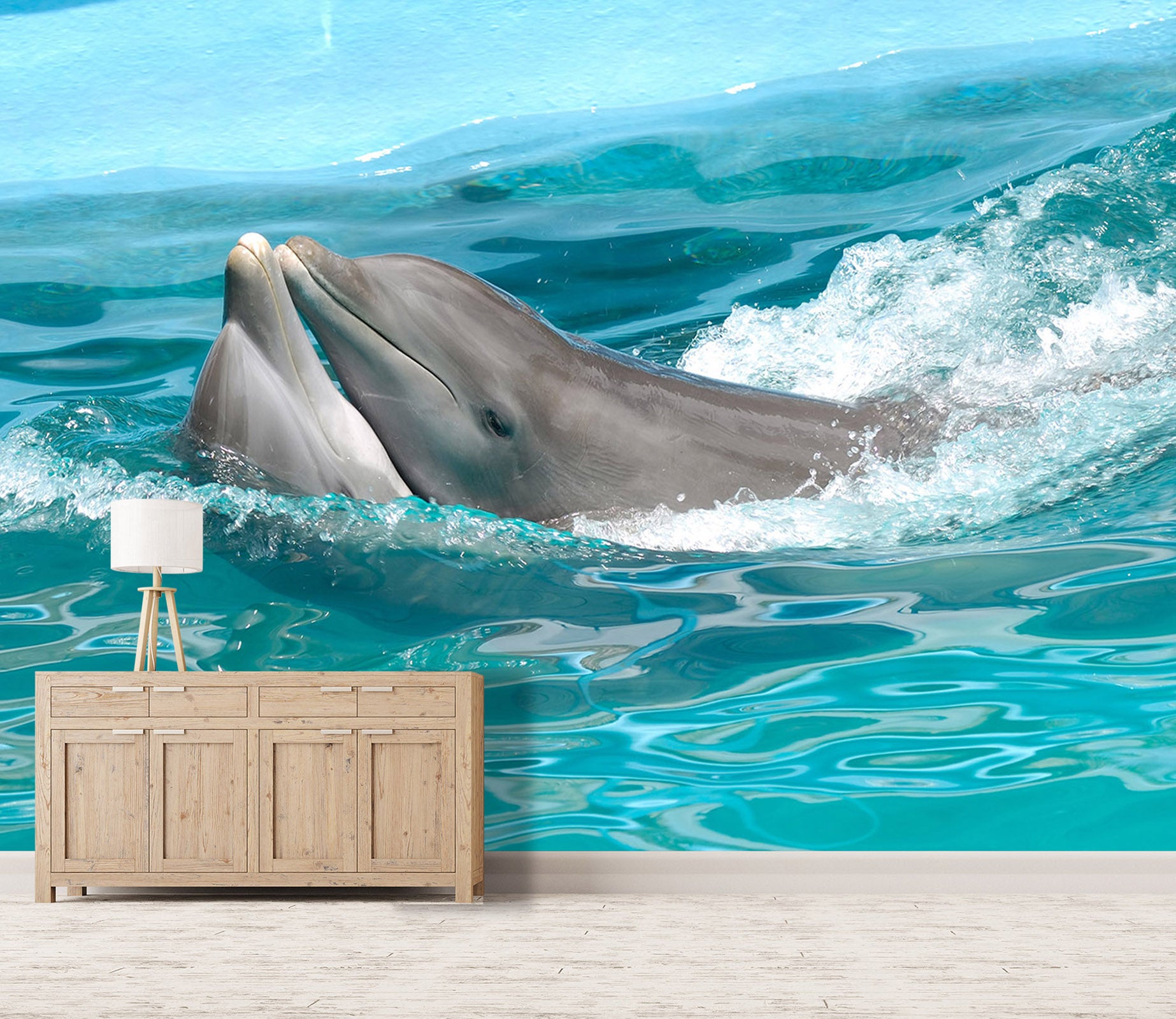 3D Playful Dolphins 116 Wall Murals