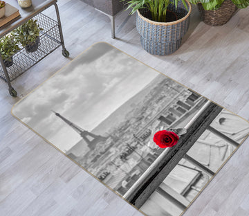 3D Rose Eiffel Tower 187 Assaf Frank Rug Non Slip Rug Mat