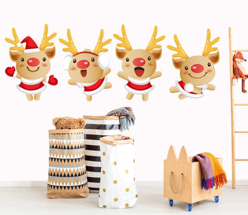 3D Cute Red Nose Deer 45 Wall Stickers Wallpaper AJ Wallpaper 