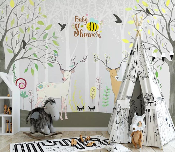 3D Deer Forest 658 Wall Murals Wallpaper AJ Wallpaper 2 