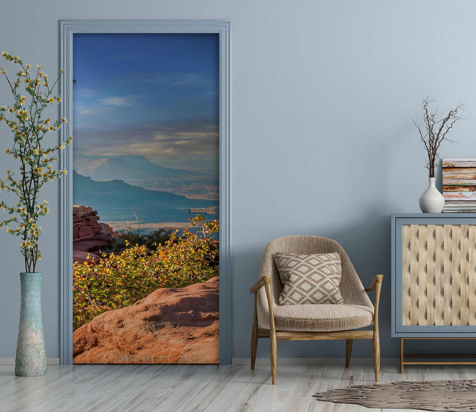 3D Grass Sky Cliff 107182 Beth Sheridan Door Mural