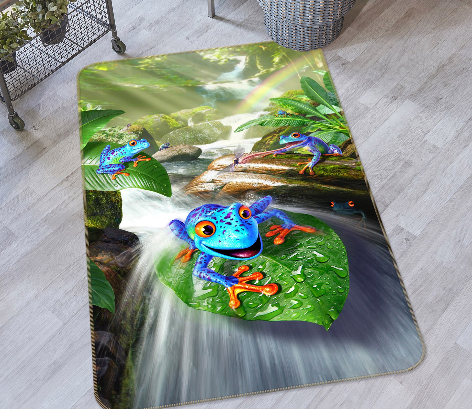 3D Leaves Frog 83095 Jerry LoFaro Rug Non Slip Rug Mat